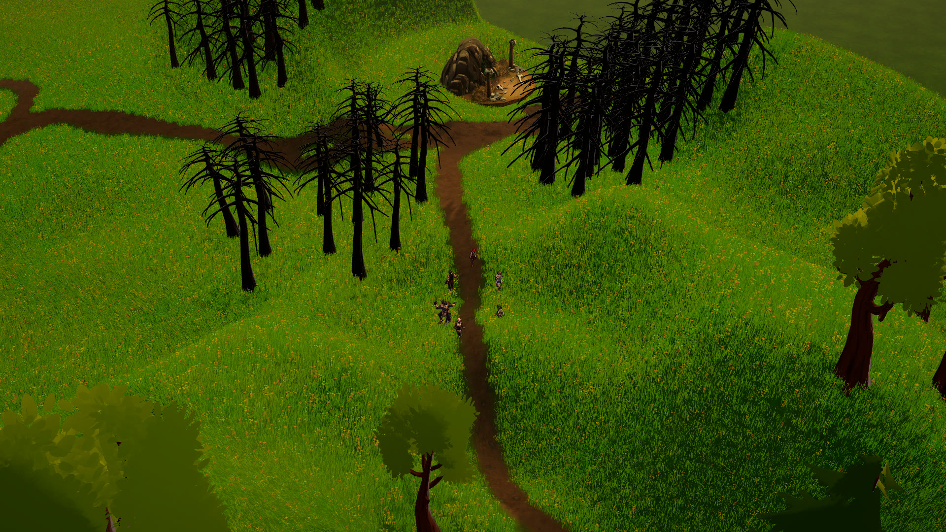 Approaching a dungeon entrance through a forest path